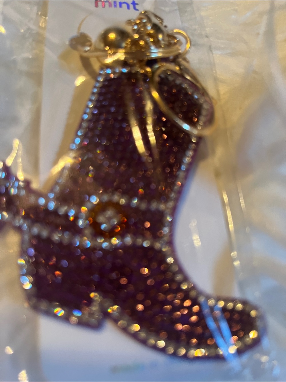 Sparkle Cowboy Boot Keychain - Purple
